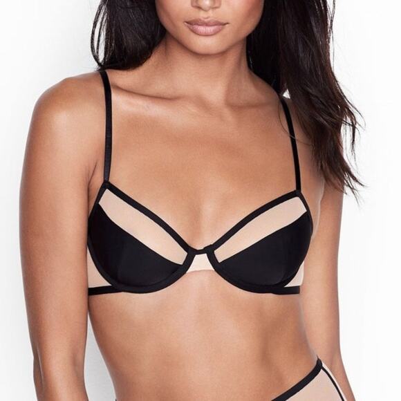 Victoria's Secret Cream Unlined Mesh Demi Bra - Picture 1 of 4